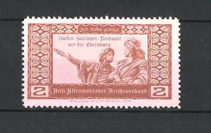 Reklamemarke Bad Münster am Stein, Hutten-Sickingen-Denkmal, Teilansicht