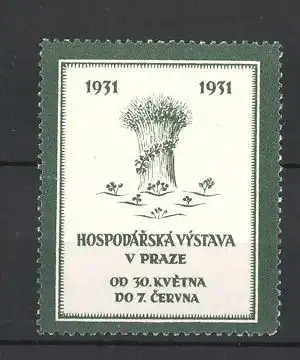 Reklamemarke Praze, Hospodárská Výstava 1931, Getreidebündel