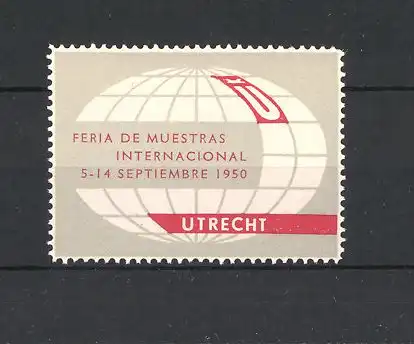 Reklamemarke Utrecht, Feria de Muestras Internacional 1950, Messelogo Erdkugel