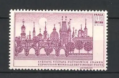 Reklamemarke Praga, Exposition Mondiale des Timbres-Postes 1968, Stadtpanorama