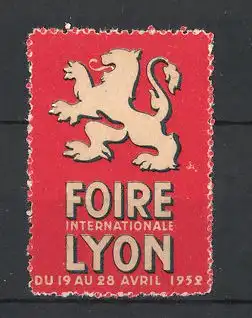 Reklamemarke Lyon, Foire Internationale 1952, Löwe