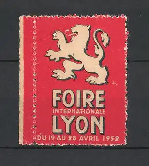 Reklamemarke Lyon, Foire Internationale 1952, Löwe