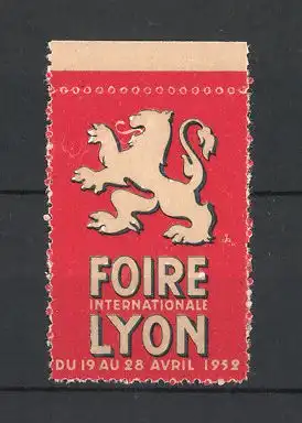 Reklamemarke Lyon, Foire Internationale 1952, Löwe