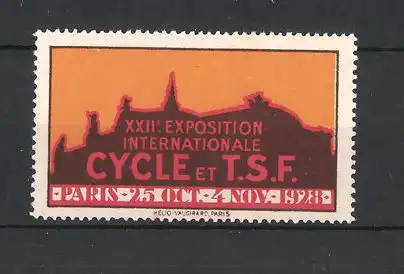 Reklamemarke Paris, XXII. Exposition Internationale Cycle et T.S.F. 1928, Stadtsilhouette