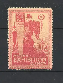 Reklamemarke Glasgow, Scottish Exhibition 1911, Göttin am Stadtrand
