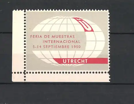 Reklamemarke Utrecht, Feria de Muestras Internacional 1950, Messelogo Erdkugel