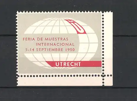 Reklamemarke Utrecht, Feria de Muestras Internacional 1950, Messelogo Erdkugel