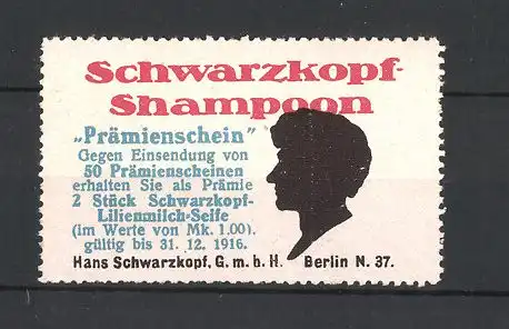 Reklamemarke Berlin, Schwarzkopf Shampoon, Prämienschein