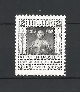 Reklamemarke Wien, Leopoldstadt Brigittenau, Kirchen-Baustein, Geistlicher Sola Fide