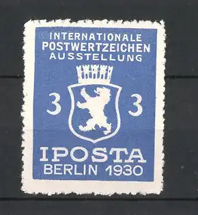 Reklamemarke Berlin, IPOSTA Int. Postwertzeichen Ausstellung 1930, Wappen Berlin