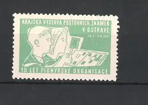 Reklamemarke Ostrave, Krajska Vystava Postovnich Znamek 1959, Kinder mit Briefmarkenalbum