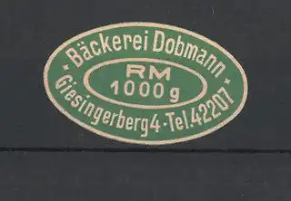 Reklamemarke München, Bäckerei Dobmann, Giesingerberg 4