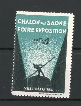 Reklamemarke Chalon-sur-Saone, Foire Exposition 1930, Fährmann steuert ein Boot
