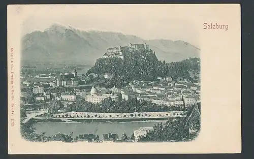Relief-AK Salzburg, Panoramablick auf Stadt und Gebirge