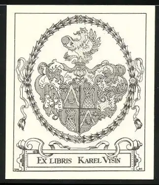 Exlibris Karel Vysin, Wappen mit Greif