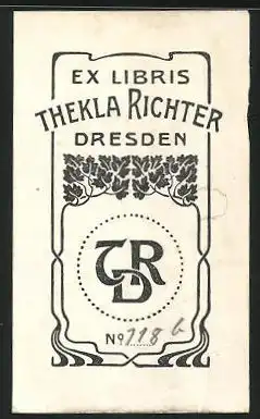 Exlibris Thekla Richter, Dresden, Buchstaben - Initialen