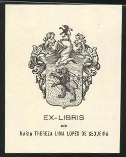 Exlibris Maria Thereza Lima Lopes De Sequeira, Wappen mit Löwe & Ritterhelm