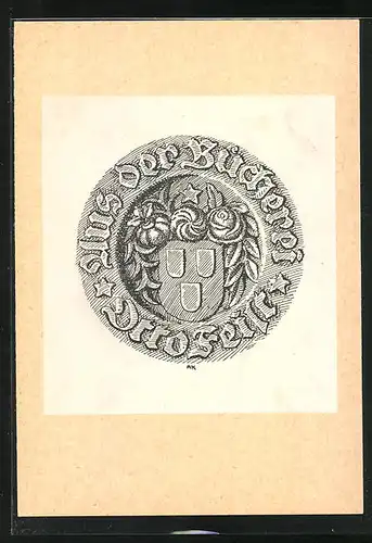 Exlibris Otto Feist, Wappen mit Ornamenten