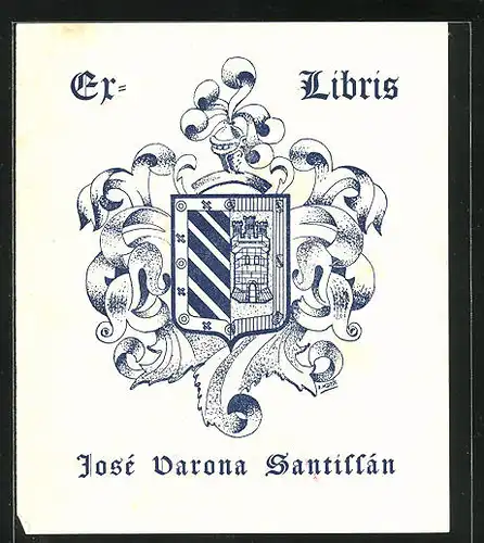 Exlibris von Jose Varona Santillan für Jose Varona Santillan, Wappen mit Ritterhelm