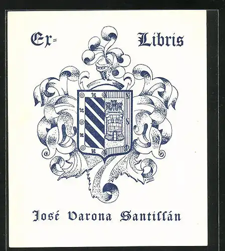 Exlibris von Jose Varona Santillan für Jose Varona Santillan, Wappen und Ritterhelm
