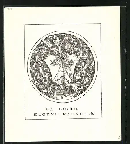Exlibris von Jean Kauffmann für Eugenii Faesch, Wappen