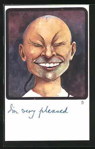 Künstler-AK I`m very pleased, Karikatur eines grinsenden Asiaten