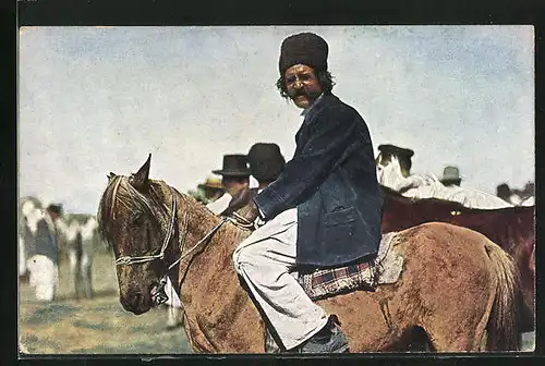 AK Sinti und Roma / Zigeuner reitet auf einem Pferd