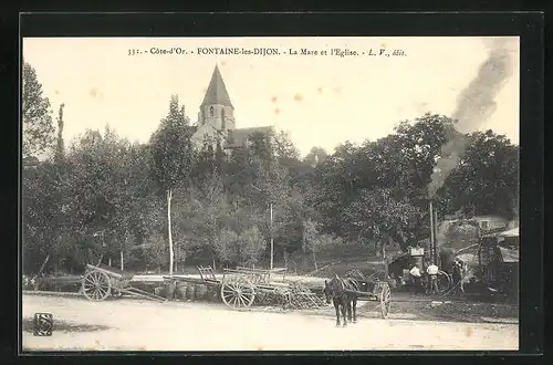 AK Fontaine-les-Dijon, la Mare et l'Eglise