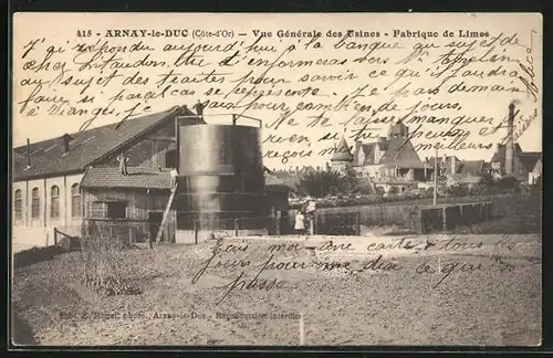 AK Arnay-le-Duc, vue Générale des Usines, Fabrique de Limes