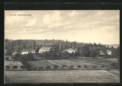 AK Lázne Sedmihorky, Blick auf Gebäude