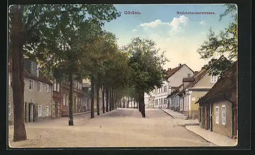AK Görkau, Rothenhauserstrasse mit Gebäudezeile