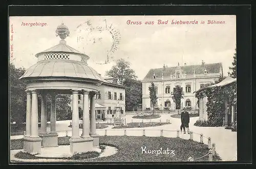 AK Bad Liebwerda / Lazne Libverda, Partie am Kurplatz