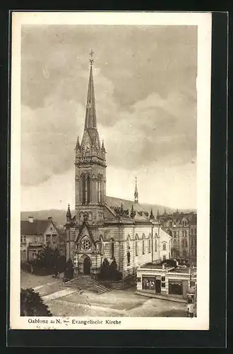 AK Gablonz / Jablonec Nad Nisou, Blick zur Ev. Kirche