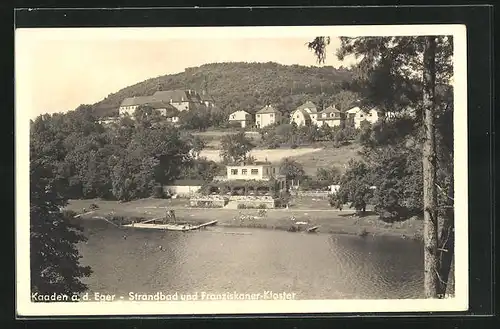 AK Kaaden / Kadan, Strandbad und Franziskaner-Kloster