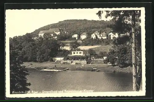 AK Kaaden / Kadan, Strandbad und Franziskaner-Kloster