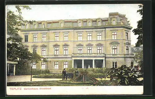 AK Teplitz Schönau / Teplice, Gartenhaus, Stadtbad