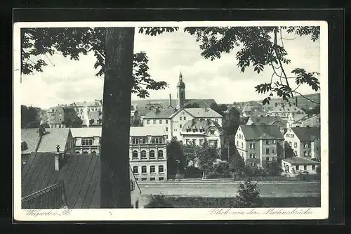 AK Weipert / Vejprty, Blick von der Martinsbrücke auf den Ort