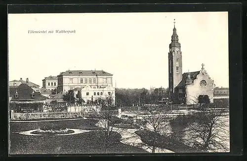 AK Dux / Duchcov, Villenviertel mit Waltherpark
