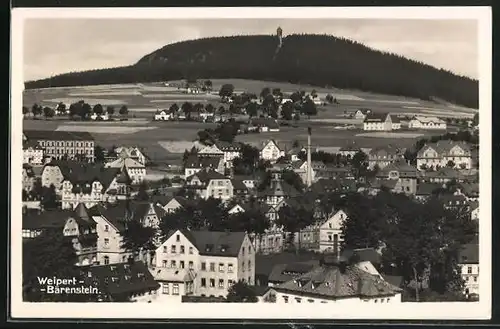 AK Weipert / Vejprty, Ortspanorama mit Blick auf Bärenstein