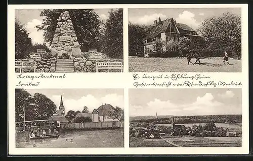 AK Bissendorf, Kriegerdenkmal, Freibad, Freizeit und Erholungsheim