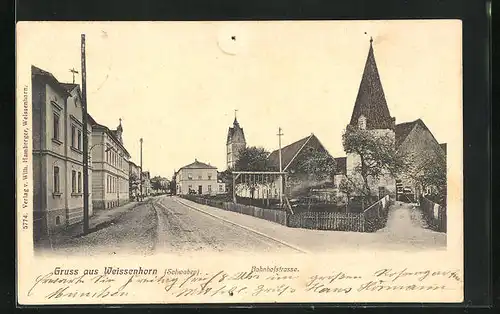 AK Weissenhorn / Schwaben, Bahnhofstrasse mit Bäumen