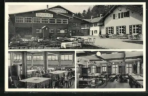 AK Deisenhofen, Gasthaus Kugler-Alm mit Sommergarten, Speisesaal
