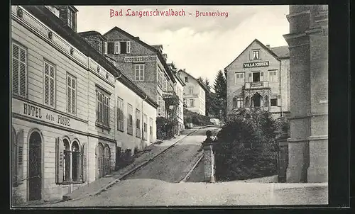 AK Bad Langenschwalbach, Brunnenberg mit Hotel de la Poste