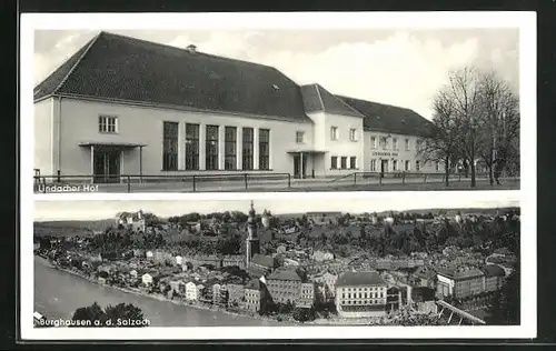 AK Burghausen a. d. Salzach, Gasthaus Lindacher Hof, Totalansicht