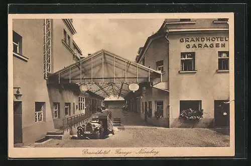 AK Nürnberg, Grandhotel - Garage mit Automobil