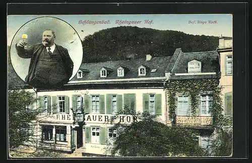 AK Schlangenbad, Gasthaus Rheingauer Hof mit Besitzer