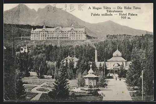 AK Tátralomnic /Hohe Tatra, Hotel Palace aus der Vogelschau
