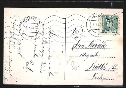 AK Trencin, Brücke, Ortspartie, Ortsansicht