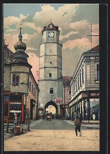 AK Trencin, Strassenpartie mit Turm