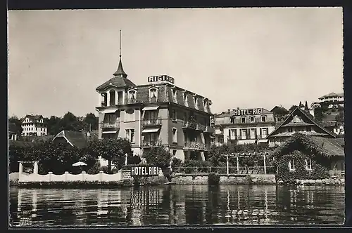 AK Weggis, Hotel Rigi vom Wasser betrachtet